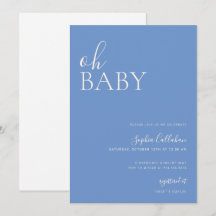 Minimalist Baby Shower Neutral Blue Invitation