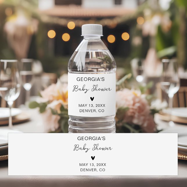 Minimalist Baby Shower Party Favours Water Bottle Label (Creator Uploaded)