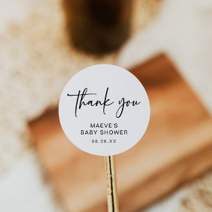 Minimalist Baby Shower Round Sticker Modern Simple
