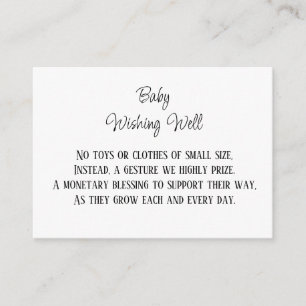 Minimalist Baby Wishing Well Monetary Contribution Enclosure Card
