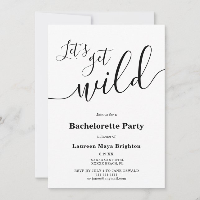 Minimalist Bachelorette Party Invitation (Front)