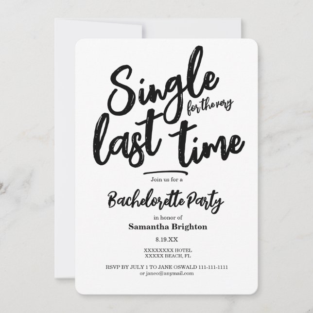 Minimalist Bachelorette Party Invitation (Front)