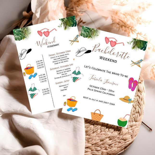 Minimalist Bachelorette party & weekend itinerary  Invitation (Creator Uploaded)