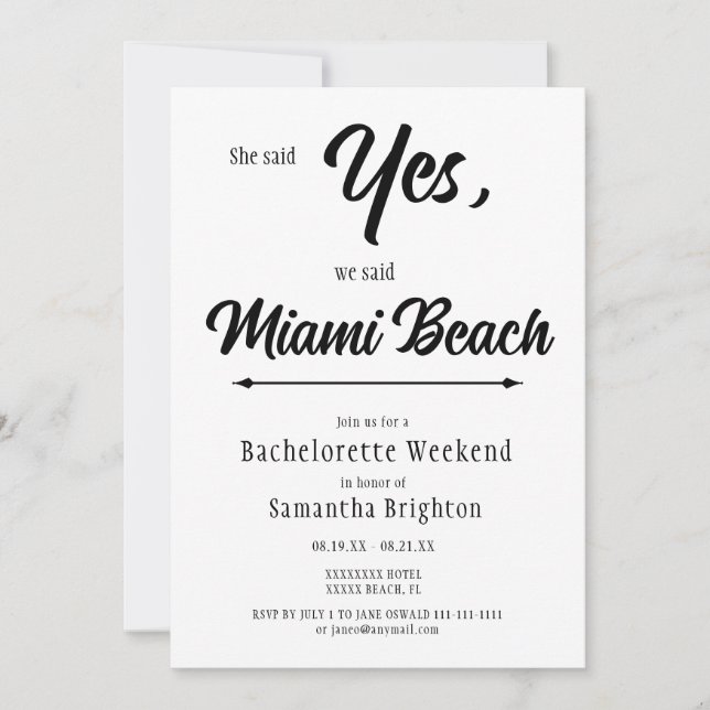 Minimalist Bachelorette Weekend Invitation (Front)