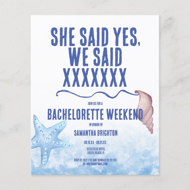 Minimalist Bachelorette Weekend Invitation (Front)