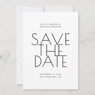Minimalist Back & White Wedding | Photo & QR Code Save The Date