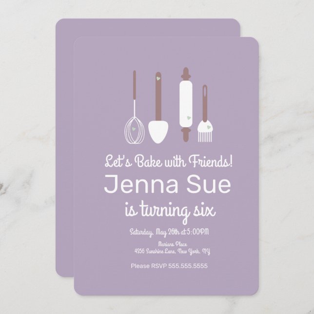 Minimalist Baking Birthday Party Utensils Invitation (Front/Back)