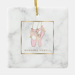Minimalist Ballerina Marble Ballet Slippers Ceramic Ornament