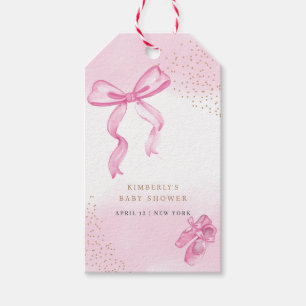 Minimalist Ballerina Shoes Bow Baby Shower Gift Tags