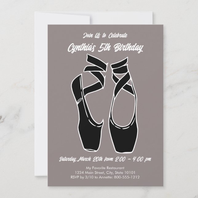 Minimalist Ballet Birthday Party Invitation (Front)