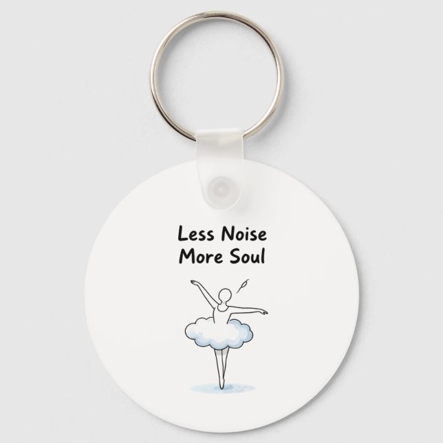 Minimalist Ballet Dancer Soul Quote Art Keychain (Front)