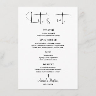 Minimalist Baptism Menu