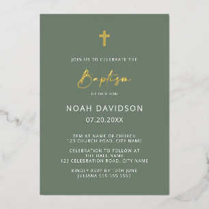 Minimalist Baptism Sage Green & Gold 