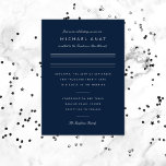 Minimalist Bar Mitzvah Navy Blue Silver<br><div class="desc">Minimalist layout in real foil. Choose from gold,  rose gold or silver foil on custom colour background to match your event.</div>