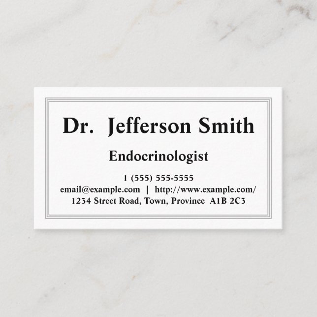 Minimalist & Basic Endocrinologist Business Card (Front)