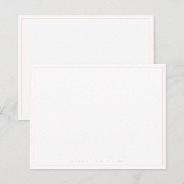 Minimalist Basic Personalize Blush Pink Stationery Card (Front/Back)