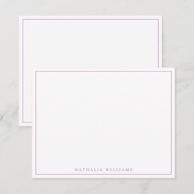 Minimalist Basic Personalize Lavender Stationery Card (Front/Back)