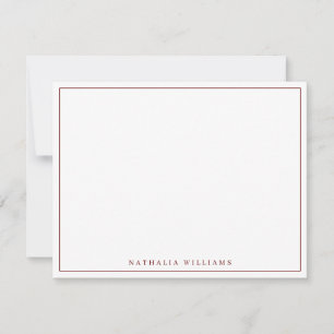 Minimalist Basic Personalize Maroon Stationery Card