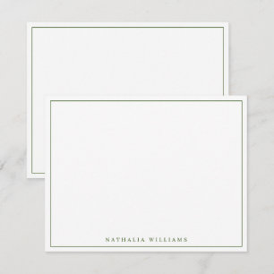 Minimalist Basic Personalize Moss Green Stationery Card