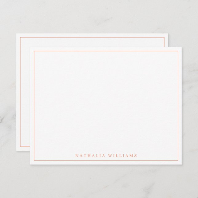 Minimalist Basic Personalize Orange Stationery Card (Front/Back)