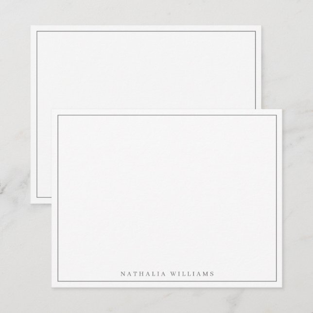 Minimalist Basic Personalized Grey Stationery Card (Front/Back)