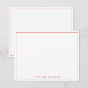 Minimalist Basic Personalized Red Stationery Card