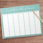 Minimalist Basic Weekly Planner modern script aqua Notepad<br><div class="desc">A girly yet upscale design in fresh, cheerful colours. If you need to adjust the text or colours, click on the customize it button and make changes. Perfect to start the New Year and stay organized with this calendar. A perfect organization tool for any home office, mom or even a...</div>