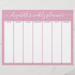 Minimalist Basic Weekly Planner modern script pink Letterhead<br><div class="desc">A girly yet upscale design in fresh, cheerful colours. If you need to adjust the text or colours, click on the customize it button and make changes. Perfect to start the New Year and stay organized with this calendar. A perfect organization tool for any home office, mom or even a...</div>