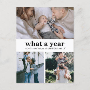 Minimalist Basic What a year Happy New Year Postcard