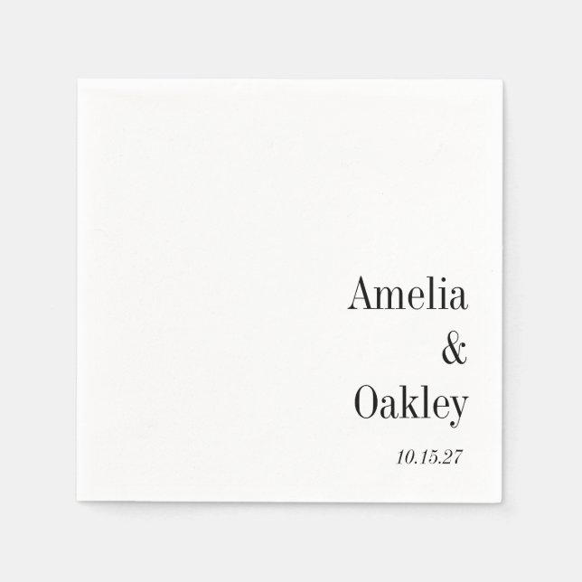 Minimalist Basic White Elegant Wedding Custom Napkin (Front)