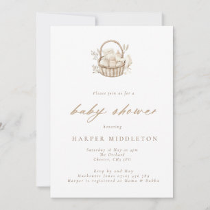 Minimalist Basket Neutral Baby Shower Invitation