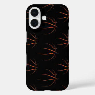 Minimalist Basketball Line Art Pattern – Black & O iPhone 16 Case