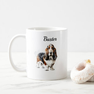 Minimalist Basset Hound Personalize Coffee Mug