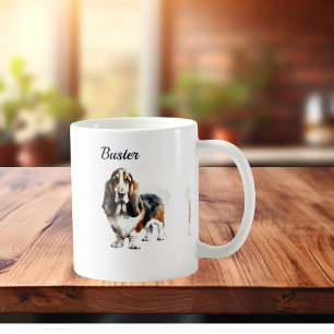Minimalist Basset Hound Personalize Coffee Mug