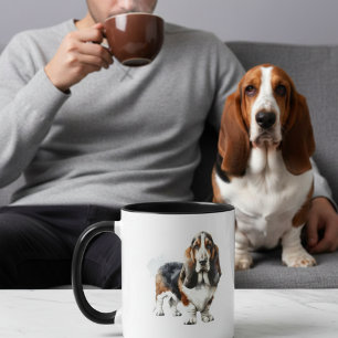 Minimalist Basset Hound Watercolor Mug