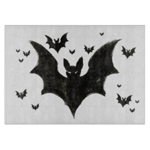 Minimalist Bat – Ink Brush Halloween Creature on Cutting Board
