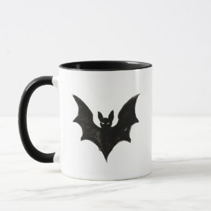 Minimalist Bat – Ink Brush Halloween Creature on  Mug