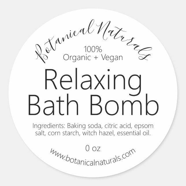 Minimalist Bath Bomb Labels (Front)