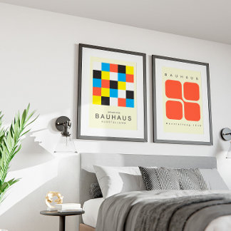Minimalist Bauhaus-style art for the bedroom and l Poster