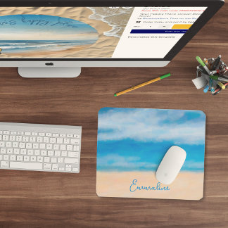 Minimalist Beach Scene Painting Mouse Pad