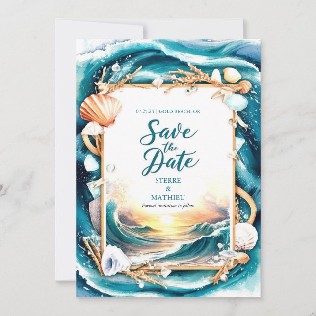 Minimalist Beach Wedding Save The Date (Front)