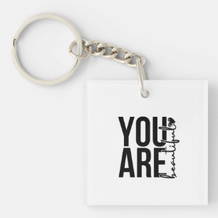 Minimalist “Beautiful” Typography Design – Black a Keychain