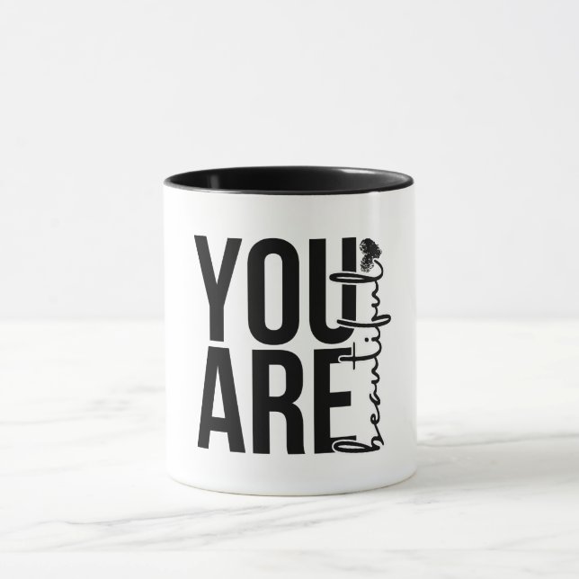 Minimalist “Beautiful” Typography Design – Black a Mug (Center)