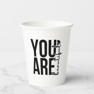 Minimalist “Beautiful” Typography Design – Black a Paper Cups