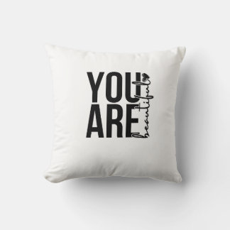 Minimalist “Beautiful” Typography Design – Black a Throw Pillow