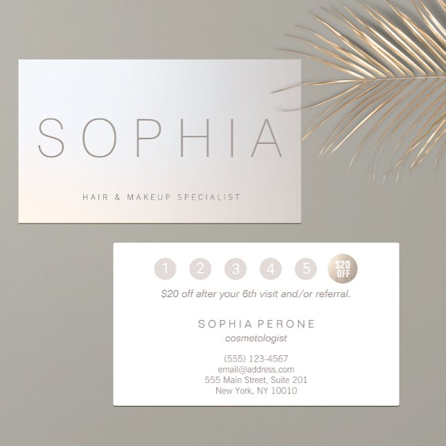 Minimalist Beauty Luminous Silver  6 Punch Loyalty Business Card (Creator Uploaded)