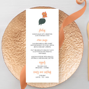 Minimalist Begonia Flower Wedding Menu
