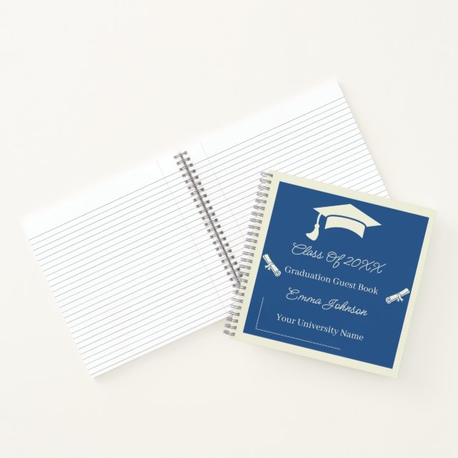 Minimalist Beige And Blue Graduation Customizable Notebook (Inside)