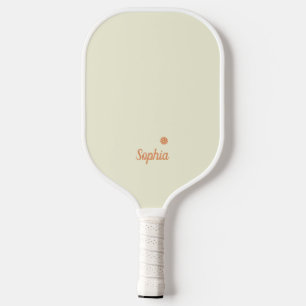 Minimalist Beige and White Modern Monogram  Pickleball Paddle