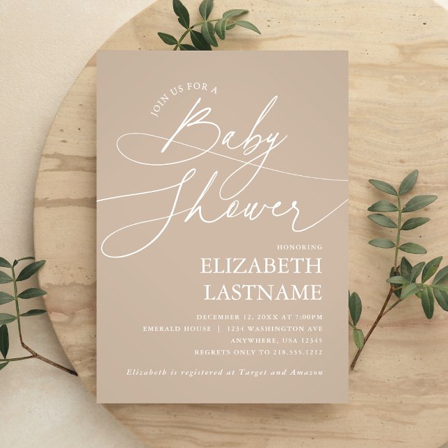 Minimalist Beige Baby Shower  Invitation (Minimalist Beige Baby Shower Invitation)